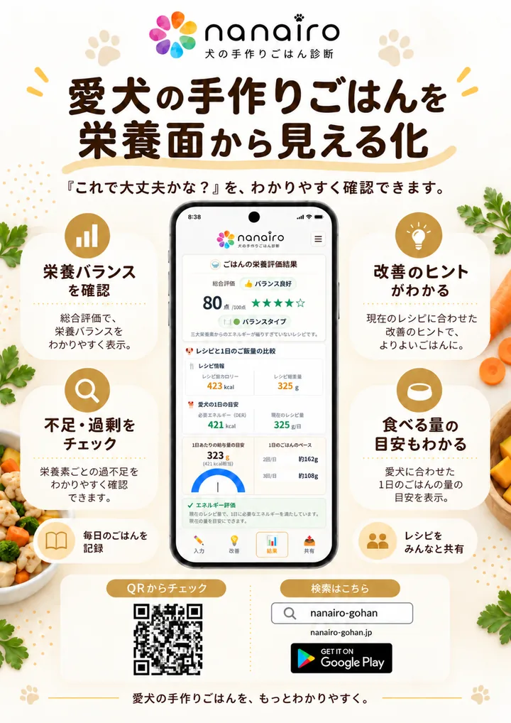 nanairoの機能と栄養の見える化を紹介する販促チラシ